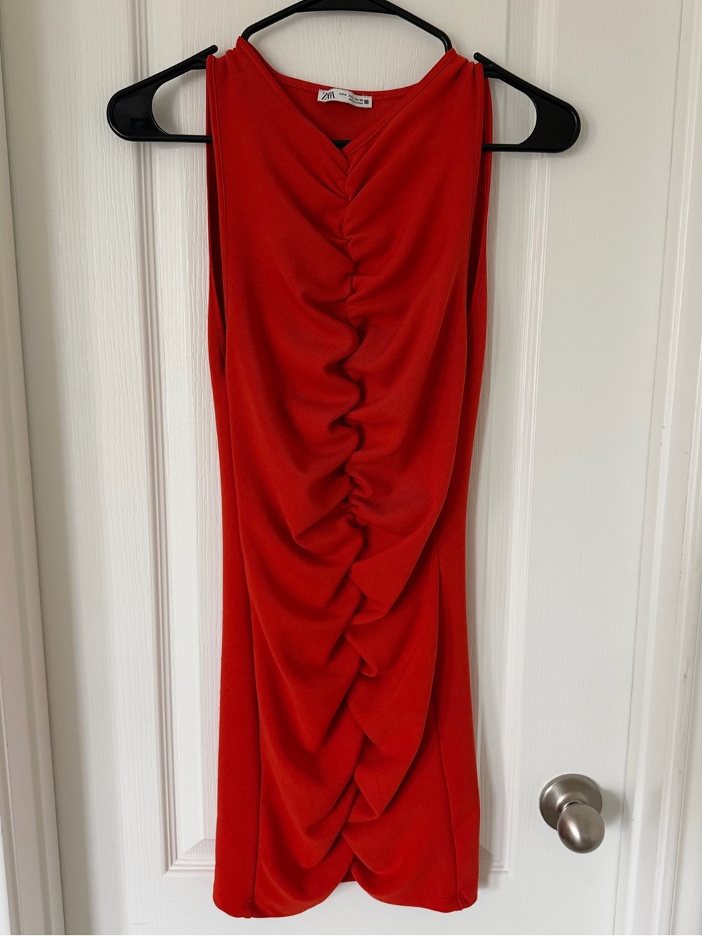 Zara Red Ruched Mini Dress
